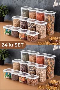 Foly Etiketli Kare Erzak Saklama Kabı 24'lü Set 8x(0,55 LİTRE, 1,2 LİTRE, 1,75 LİTRE) Beyaz ürün fotoğrafı