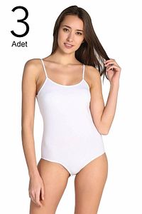 Kadın Beyaz 3'lü Paket Ip Askılı Likralı Kancalı Çıtçıtlı Body ürün fotoğrafı