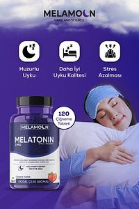 Doğal Melatonin Ve Teanin Içeren 120 Tablet Takviye Edici Gıda 3 Mg- Daha Kaliteli Ve Stressiz Uyku ürün fotoğrafı