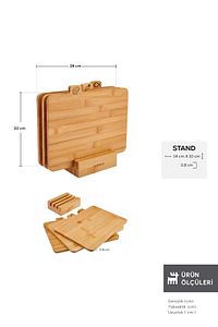 Triple 4 Parça Ayaklı Bambu Kesme Tahtası Seti 28 Cm ürün fotoğrafı