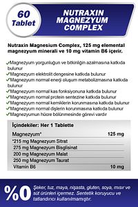 Magnesium Complex + Vitamin B6 Magnezyum İçeren Takviye Edici Gıda 60 Table ürün fotoğrafı