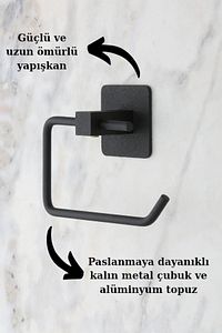 Kare Yapışkanlı Siyah Açık Tuvalet Kağıtlığı Wc Kağıtlık Tutucu ürün fotoğrafı