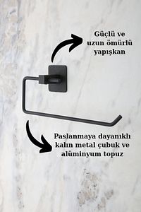 Kare Yapışkanlı Siyah Kağıt Rulo Havluluk, Peçetelik, Yapışkanlı Tasarım, Banyo Askısı ürün fotoğrafı