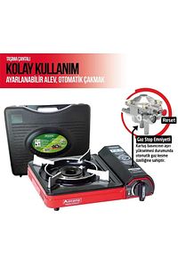 Tekli Portatif Kamp Ocak Gaz Stop Emniyetli Kırmızı ürün fotoğrafı