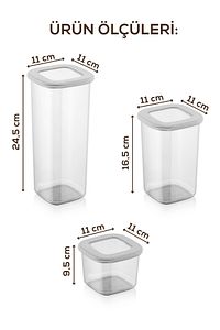 Foly Etiketli Kare Erzak Saklama Kabı 24'lü Set 8x(0,55 LİTRE, 1,2 LİTRE, 1,75 LİTRE) Beyaz ürün fotoğrafı
