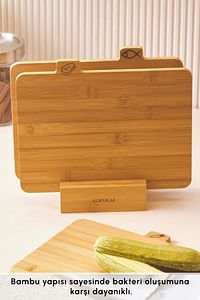 Triple 4 Parça Ayaklı Bambu Kesme Tahtası Seti 28 Cm ürün fotoğrafı