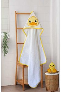%100 Pamuklu Yumuşacık Kız-erkek Yenidoğan/bebek Banyo Kundak Havlusu Beyaz/ördek ürün fotoğrafı