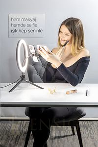 Masa Ayaklı 10 Inç Led Ring Lıght Influencer Youtuber Tiktok Telefon Tutucu Makyaj Işığı ürün fotoğrafı