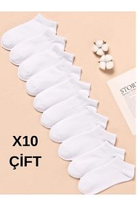10'lu Paket Beyaz Yazlık Patik Çorap ürün fotoğrafı