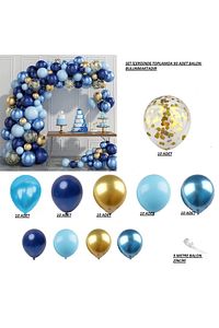 Lacivert Balonlar Garland Kiti Altın Konfeti Çocuk Yetişkin Balon ürün fotoğrafı