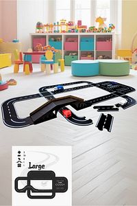 Oyuncak Araba, Araç Parkuru (LARGE) -eğitici Ve Eğlenceli Yol Yapım Ahşap Oyuncak - Otoban Puzzle ürün fotoğrafı