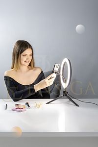 Masa Ayaklı 10 Inç Led Ring Lıght Influencer Youtuber Tiktok Telefon Tutucu Makyaj Işığı ürün fotoğrafı