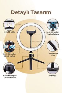 Masa Ayaklı 10 Inç Led Ring Lıght Influencer Youtuber Tiktok Telefon Tutucu Makyaj Işığı ürün fotoğrafı
