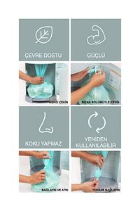 16l Çöp Kutuları Ile Uyumlu 2250 Bebek Bezi Kapasiteli 3 Paket Yerli Çöp Poşeti Pudra Kokulu ürün fotoğrafı