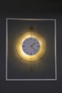 İskandinav Tarzı Kristal Gold(BÜYÜK BOY 50X75CM) (LED IÇİN 3ADET PİL GELMEKTEDİR)-metal Duvar Saati ürün fotoğrafı