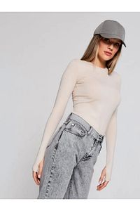Spor Crop Top Bisiklet Yaka DARKALIP Soft Touch Viskon Basic Parmaklı Spor Body ürün fotoğrafı
