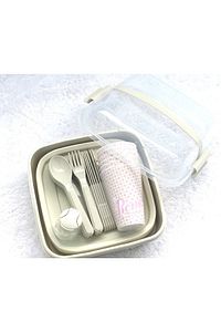 32 Parça Taşınabilir Krem Piknik Seti Bardak, Tabak, Çatal, Bıçak, Kaşık, Saklama Kabı Dahil Krem ürün fotoğrafı