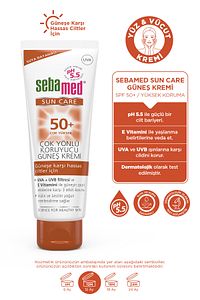 Sun Care UVA / UVB Filtresi ve E Vitamini Üçlü Yüksek Koruma Çok Yönlü Güneş Kremi 50 SPF 75 ml ürün fotoğrafı