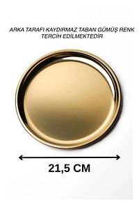 Yuvarlak Gold Sunum Tepsisi Dekoratif Servis Tepsisi Çay,söz, Nişan,sunum Kahve 22 Cm 6'lı Yvrlk ürün fotoğrafı