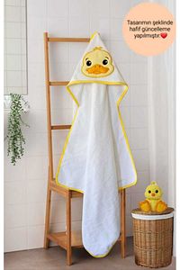 %100 Pamuklu Yumuşacık Kız-erkek Yenidoğan/bebek Banyo Kundak Havlusu Beyaz/ördek ürün fotoğrafı