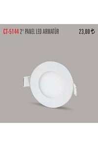Ct-5144-b Panel Led Slim Yuvarlak 3 W Beyaz Işık Beyaz Gövde ürün fotoğrafı