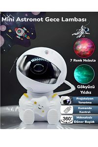 Astronot Projektör Gece Masa Lambası Galaxy Gökyüzü Nebula Projeksiyon Kumandalı Aydınlatma ürün fotoğrafı