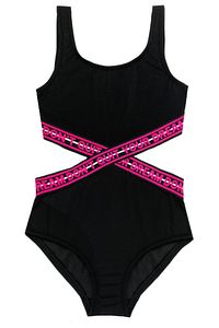 Siyah Pembe Lastikli Kız Çocuk Mayo Db200568cm ürün fotoğrafı