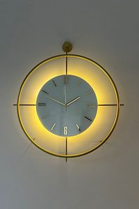 İskandinav Tarzı Kristal Gold(BÜYÜK BOY 50X75CM) (LED IÇİN 3ADET PİL GELMEKTEDİR)-metal Duvar Saati ürün fotoğrafı