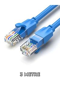 Cat6 1000mbps Ethernet Internet Veri Rj45 Kablosu 3 Metre Mavi Kablo ürün fotoğrafı