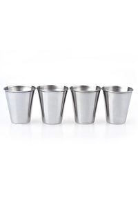 Deri Kılıflı 4 Adet 70 Ml. Çelik Shot Kahve Kamp Bardağı Df37 ürün fotoğrafı