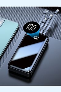 20.000 Mah Prime Dijital Göstergeli Dahili Çoklu Kablolu Powerbank,siyah ürün fotoğrafı