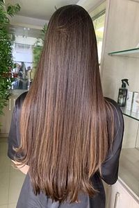 Yarımay Postiş - Yarım Ay Çıt Çıt Saç / Kahve Balyaj / Düz / 60cm - 2h6 ürün fotoğrafı