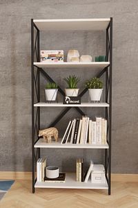 Sera Metal Kitaplık 5 Raflı Çok Amaçlı Dosya Kitap Rafı Ofis Salon Raf 150 Cm Beyaz ürün fotoğrafı
