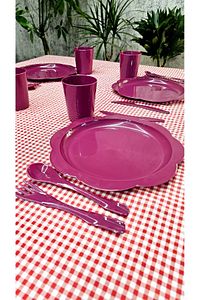 Papatya Piknik Seti 6 Kişilik 32 Parça Kamp Seti Pasta Seti ürün fotoğrafı