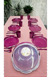 Papatya Piknik Seti 6 Kişilik 32 Parça Kamp Seti Pasta Seti ürün fotoğrafı