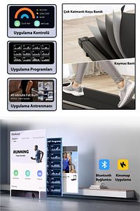 Pro Ev Tipi 12 Km Hızlı Uygulama Destekli ve Müzikli Uzaktan Kumandalı Koşu Bandı ürün fotoğrafı