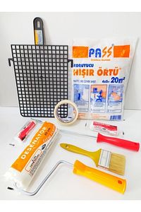 7 Parça Boyacı Seti (Rulo, örtü, fırça, parmak rulo, kağıt bant, boya ızgarası, yedek rulo başlığı) ürün fotoğrafı