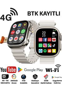 Hk 4g Liite Sim Kartlı Kameralı Btk Kayıtlı Distribitör Garantili Amoled Akıllı Kol Saati ürün fotoğrafı