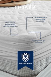 Kapitone Fitted Full Kenar Su Sıvı Geçirmez Yatak Koruyucu Alez Çarşaf Beyaz ürün fotoğrafı