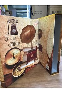 600'lük 10x15 Gramafon Desenli Kutulu Desenli Dikey Ve Yatay Özellikli Fotoğraf Albümü ürün fotoğrafı