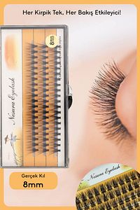 Nesura Tekli Demet Kirpik Takma Kirpik Gerçek Kıl 8mm 5li Sıra ürün fotoğrafı