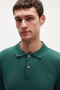 Regular Fit Haki %100 Pamuklu Uzun Ömürlü Kıvrılmaz Polo Yaka Nakışlı T-shirt ürün fotoğrafı