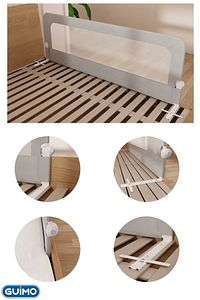 Guimo 150cm Yatak Bariyeri Katlanır Baza Korkuluğu Beyaz Foldable Bed Rail Guard Bed Rail For Baby ürün fotoğrafı