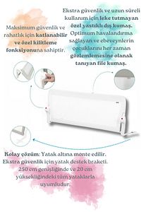 Guimo 150cm Yatak Bariyeri Katlanır Baza Korkuluğu Beyaz Foldable Bed Rail Guard Bed Rail For Baby ürün fotoğrafı