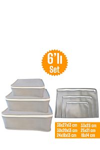 6'lı Gri Valiz Düzenleyici , Bavul Içi Düzenleyici Organizer Set ürün fotoğrafı