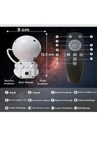 Astronot Robot Tasarım Bluetooth Gökyüzü Gece Lambası Zamanlama Kumandalı ürün fotoğrafı