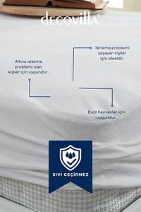 Micro Fitted Full Kenar Su Sıvı Geçirmez Yatak Koruyucu Alez Çarşaf Beyaz ürün fotoğrafı