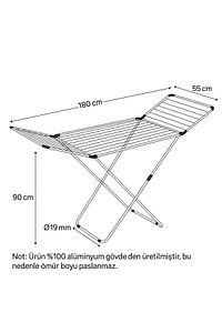 Alena Full Alüminyum Büyük Boy Lüx Çamaşır Kurutma Askılığı (ömür Boyu Paslanmaz ) ürün fotoğrafı
