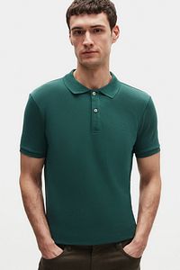 Regular Fit Haki %100 Pamuklu Uzun Ömürlü Kıvrılmaz Polo Yaka Nakışlı T-shirt ürün fotoğrafı