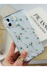 Iphone 11 Uyumlu Krem Çiçek Desenli Kameralar Korumalı Kılıf ürün fotoğrafı